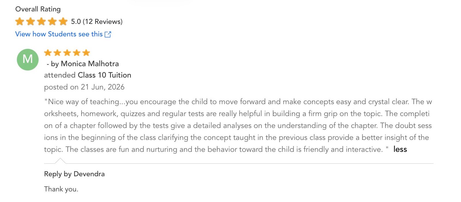 Testimonial home tutors near me