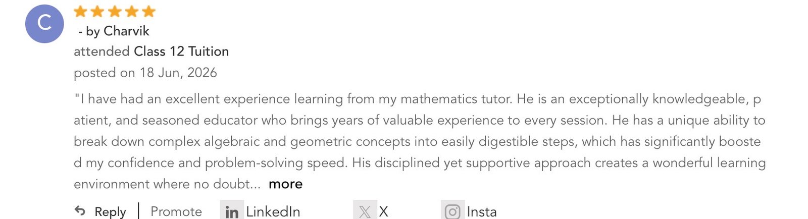 Review of a student