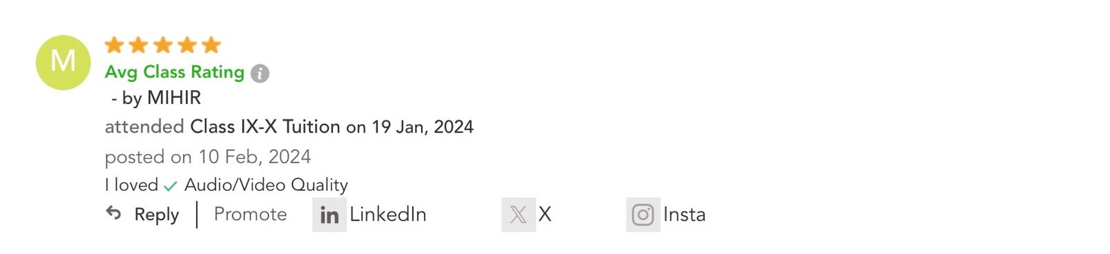 Review of a student